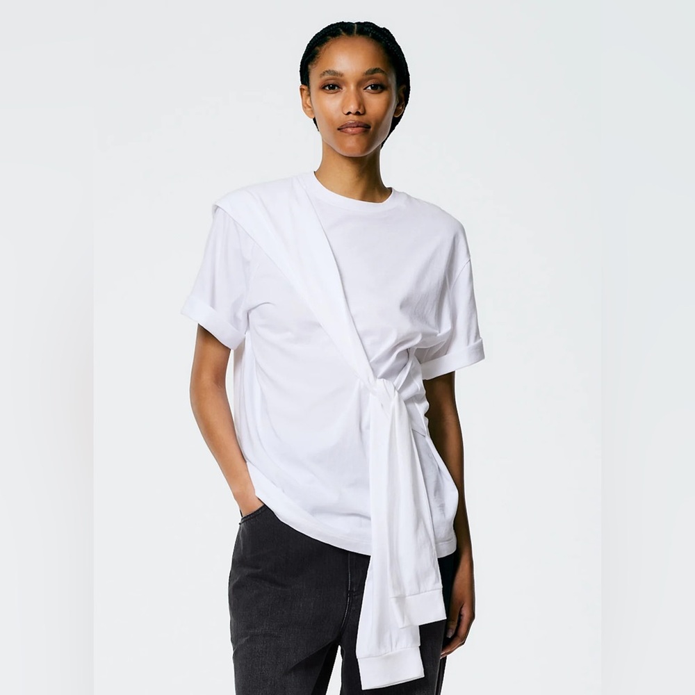 Tibi White Tie T-Shirt